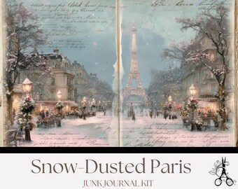 Kit de diário de Natal em Paris: itens vintage (download digital)