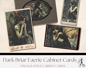 Dark Briar Faerie Vintage-Style Cabinet Cards: Ephemera stampabile sulle fate dei boschi gotici (download digitale)