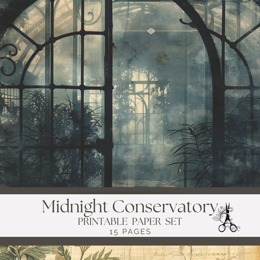 Gothic Botanical Junk Journal Pages | Midnight Conservatory Backgrounds ...