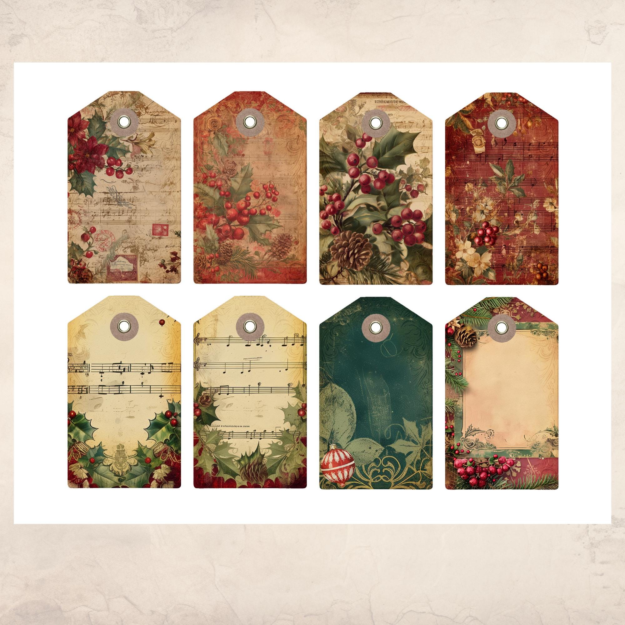 Yuletide Tag Victorian Yuletide Gift Tags: Printable Tags for Holiday Christmas ...