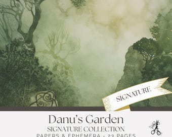 Kit para Diário de Arte com Sucata de Jardim Irlandês | Papéis e Materiais Diversos de Jardim da Danann (Download Digital)