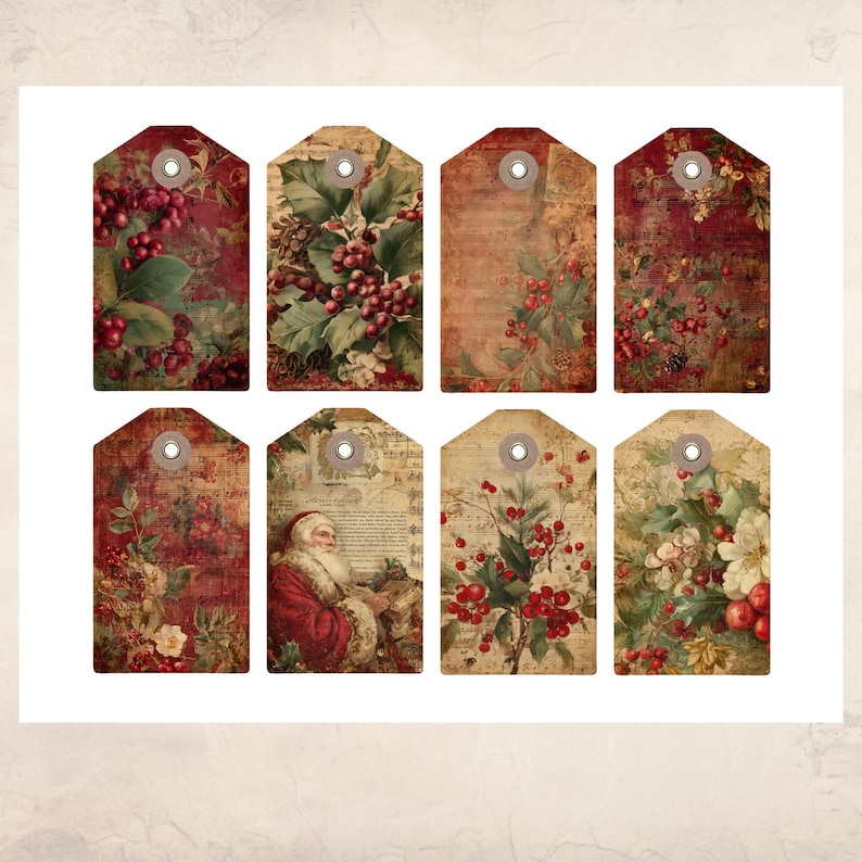 Yuletide Tag Victorian Yuletide Gift Tags: Printable Tags for Holiday Christmas ...