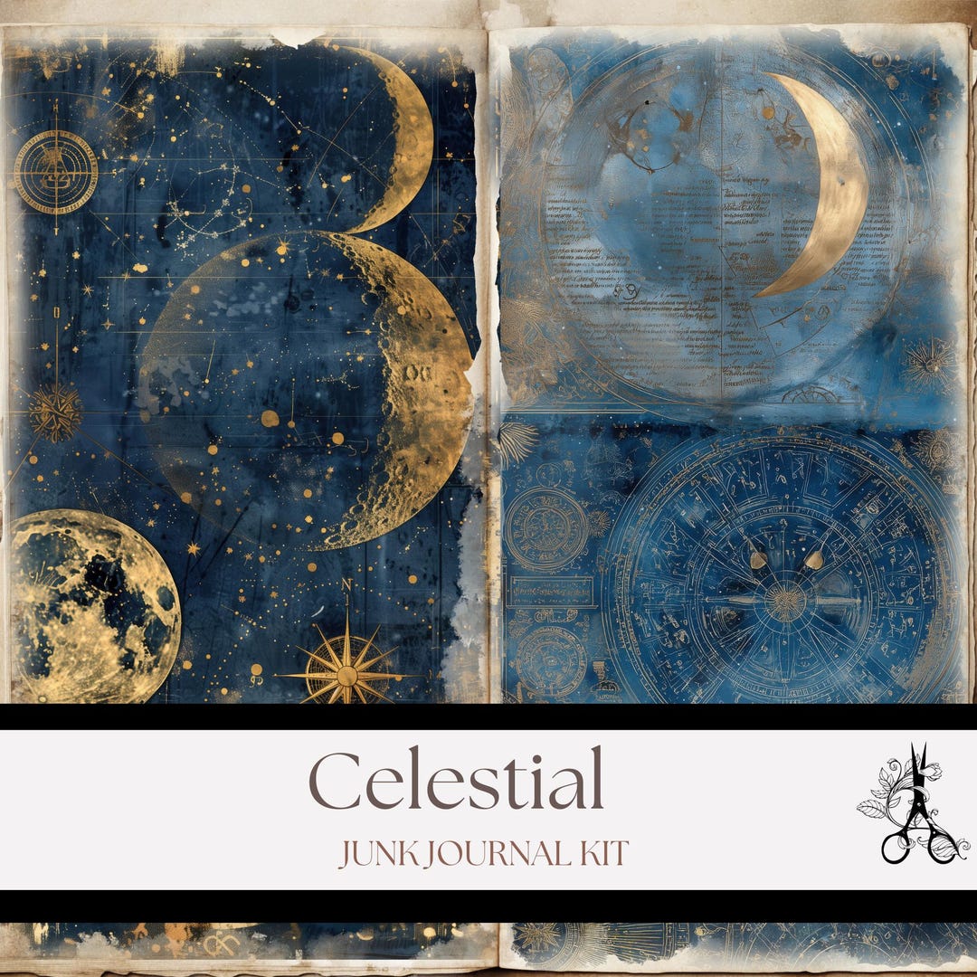 Vintage Celestial Junk Journal Kit: Night Sky Digital Printables for ...