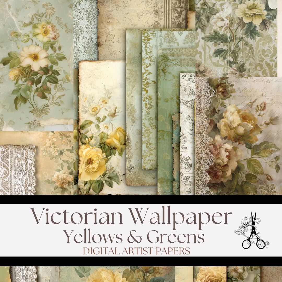 Victorian Wallpaper Digital Paper Set: Junk Journal Scrapbook Pages ...