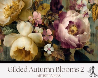 Autumn Floral Junk Journal Pages: Cozy Fall Garden Printable Background Papers (Digital Download)