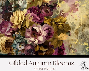 Autumn Floral Junk Journal Pages: Cozy Fall Garden Printable Artist Papers (Digital Download)