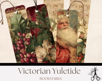 Victorian Yuletide Printable Bookmarks: Vintage Christmas Literary Ephemera and Tags for Book Lovers