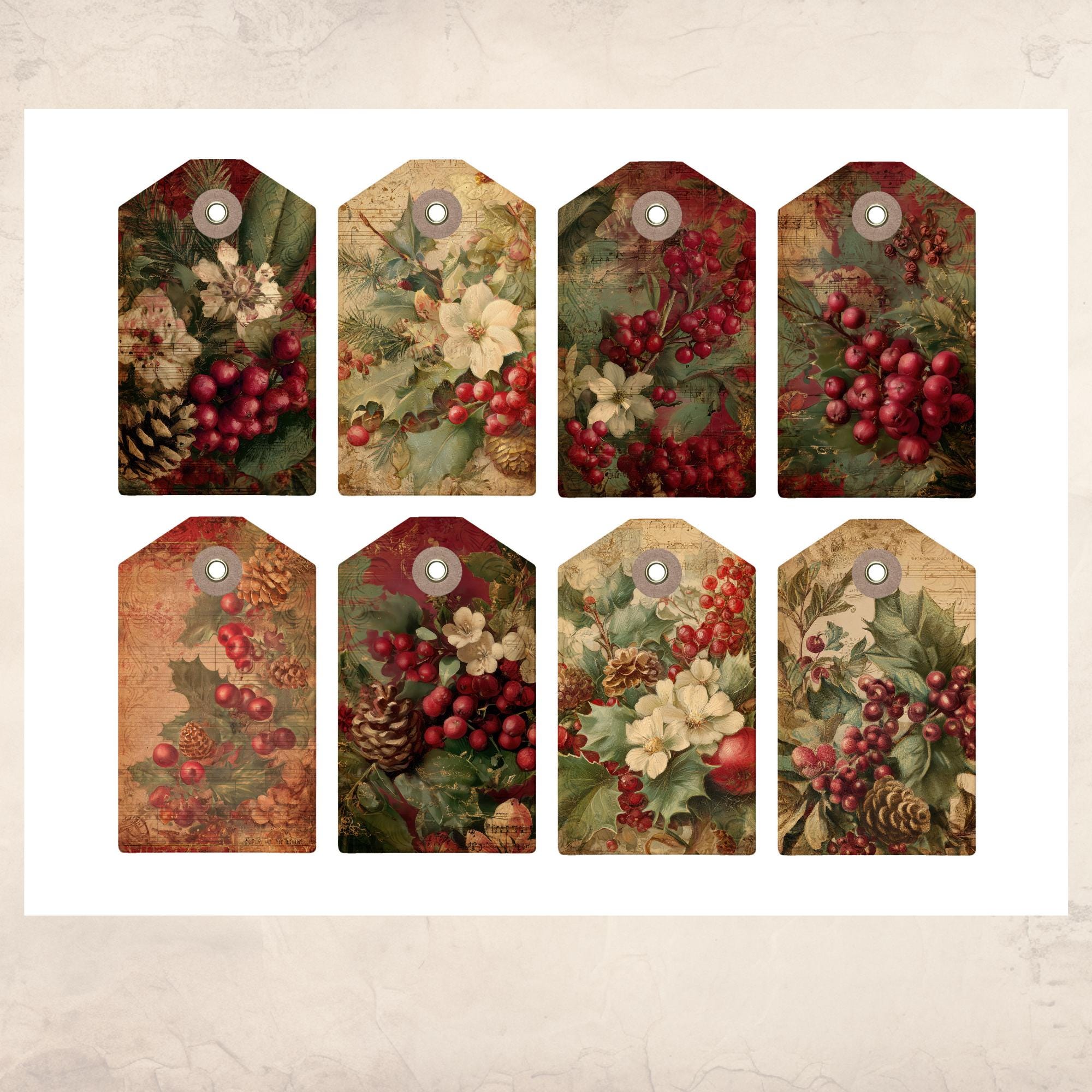 Yuletide Tag Victorian Yuletide Gift Tags: Printable Tags for Holiday Christmas ...