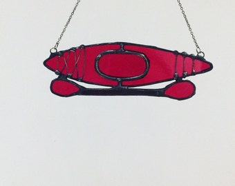 Stained Glass Kayak Ornament, Kayak, Stained Glass Kayak Suncatcher