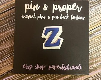 Zeta Hand Painted Wood Lapel Pin