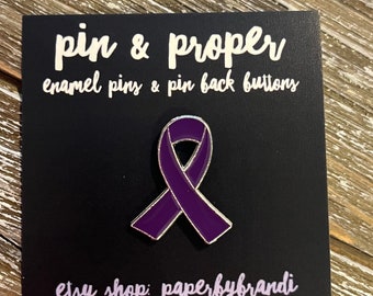 Purple  Ribbon Enamel Pin