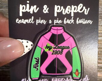 Ivy League Track Jacket Acrylic Lapel Pin