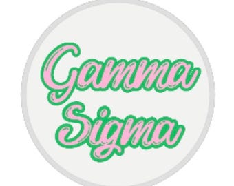 Gamma Sigma Pink & Green Pin Back Button