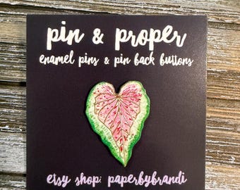 Pink & Green Leaf Enamel Pin
