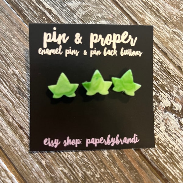 Mini Marbeled  Ivy Leaf Resin Pins-Green