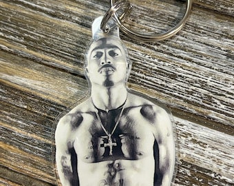 Black & White Pac Acrylic Keychain