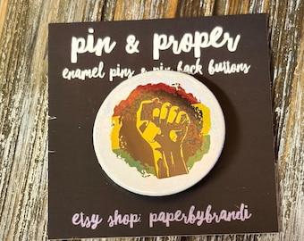 Fist Red, Green & Yelllow Pin Back Button