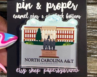 XL A&T Dudley Building Acrylic Lapel Pin