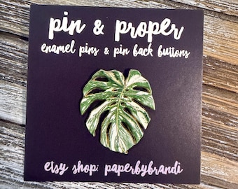 Marbled Monstera Leaf Enamel Pin