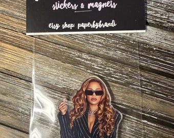Pinstripe Baddie B Acrylic Magnet