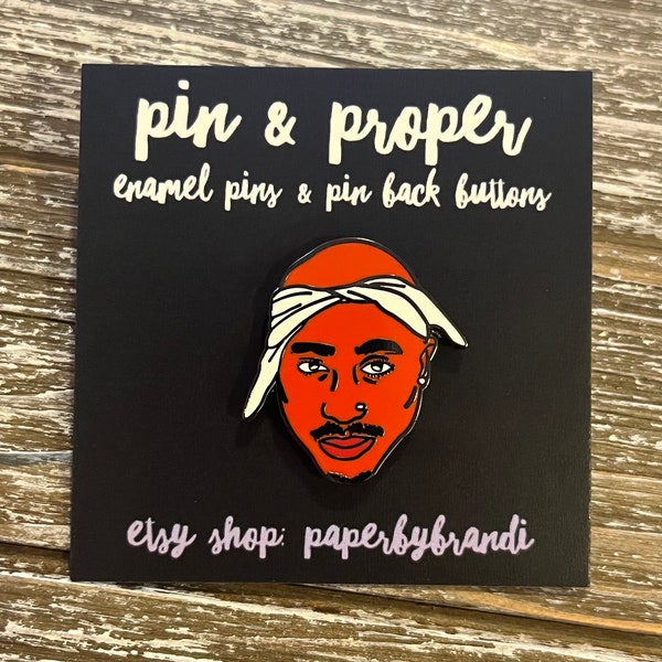White Bandana Tupac Shakur Enamel Pin