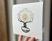 Standing Strong - Tree Mini giclée print with hand drawn gold ink details