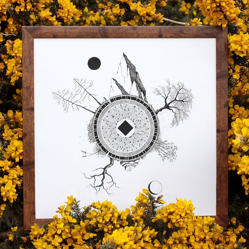 Dadirri // Black and White Print // Nature Illustration Print | Etsy