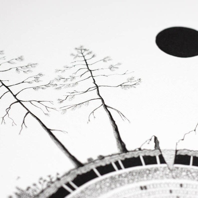 Dadirri // Black and White Print // Nature Illustration Print | Etsy