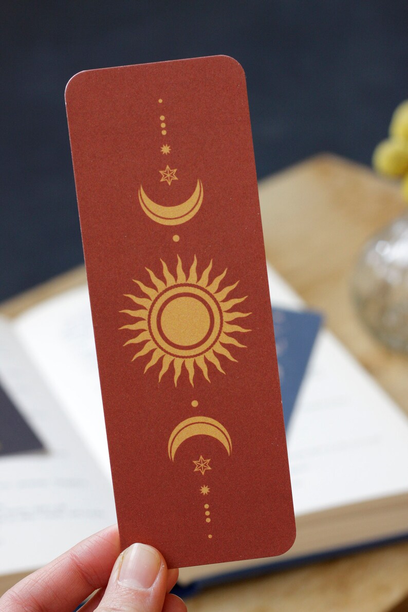 moon phases lunar bookmark illustrated bookmark cosmic etsy