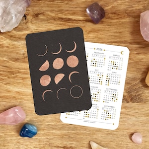 Calendário Lunar 2026 em Folha de Ouro, Mini Calendário de Bolso, Presente para Meias, Mini Marcador de Lua