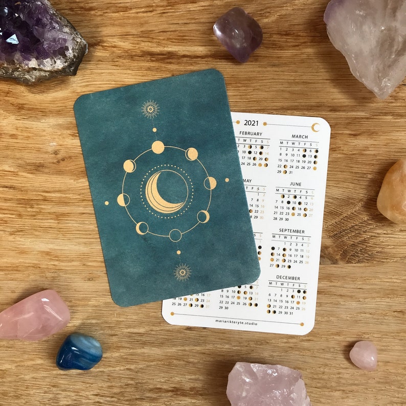 2021 Moon Lunar Calendar // Moon Phases // Mini Calendar // Etsy