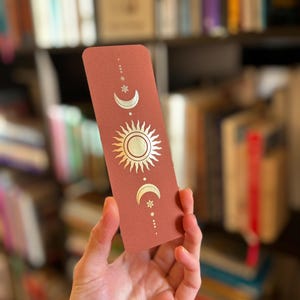 Sun and Moon Bookmark GOLD FOIL / Double sided Celestial Bookmark / Bookish Gift / Gift for Her / Bookish Accessories
