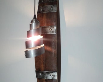 Farmhouse Style Wall-Mounted Lamp with Wine Barrel Stave Base