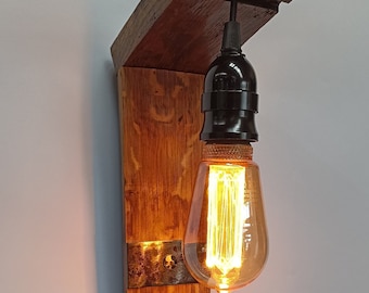 Wine Barrel Sconce: Rustic Oak Wall Light Fixture