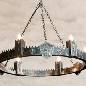 Chandelier Lighting - large Ancient Medieval Iron Chandelier - 6 lights chandelier - Ceiling lights - Rustic lighting