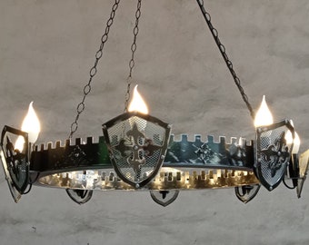 Chandelier ligthing - Ancient Medieval Style Iron Chandelier - Eight lights chandelier - Ceiling lights - Rustic lighting