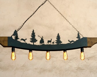 Rustic Five lights Fixture - Cabin Chandelier - Rustic Ceiling Lights - Rustic Cabin Lighting - Ceiling Lights - Custom Lighting