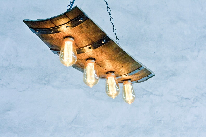 Barrel Ceiling Light Rustic Chandelier Wood Pendant Lights Etsy