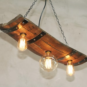 Rustic ceiling lights Wine barrel pendant light Wine room and cellar lighting image 2