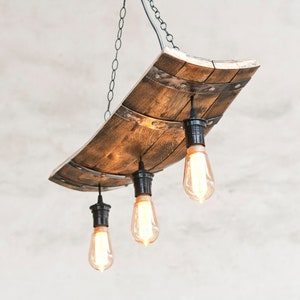 Rustic berrel ceiling lights. Rustic pendant light for 3 lights. image 1