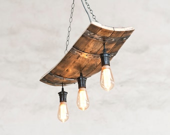 Rustic berrel ceiling lights. Rustic pendant light for 3 lights.