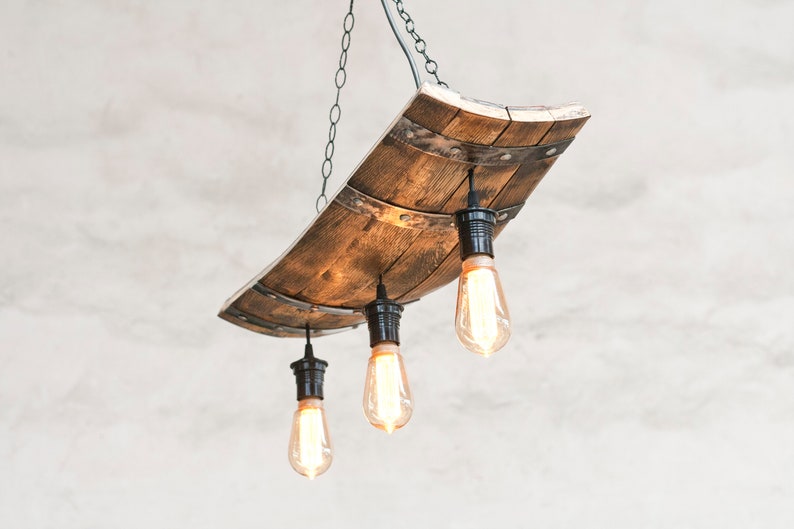 Rustic berrel ceiling lights. Rustic pendant light for 3 lights. zdjęcie 1