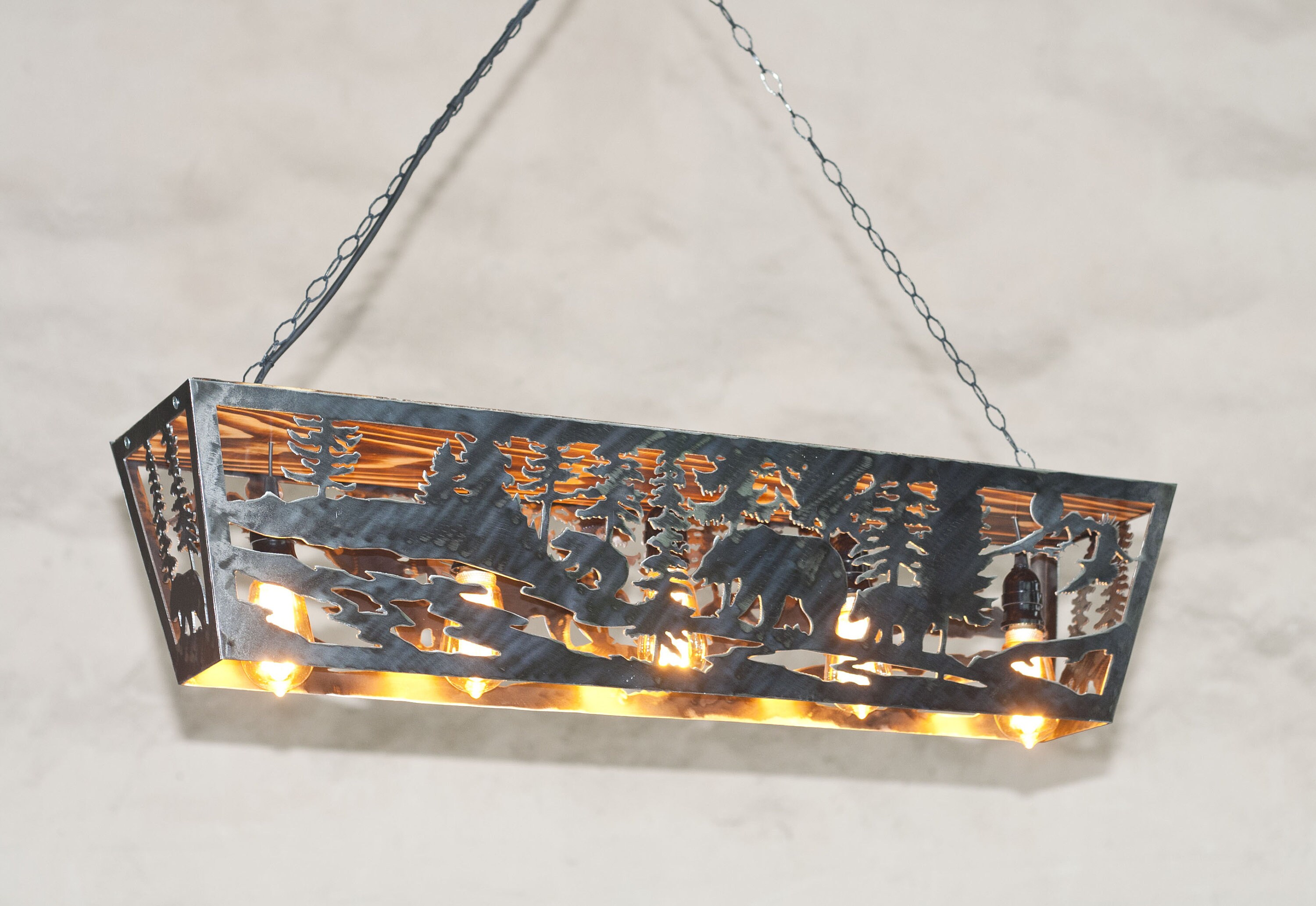 Rustic Five Lights Fixture. Wildlife Pendant Light. Five Etsy