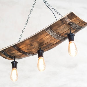 Rustic berrel ceiling lights. Rustic pendant light for 3 lights. 画像 4