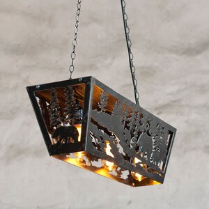 Rustic ceiling light Wildlife pendant light Cabin rustic light fixture Chandelier lighting image 4