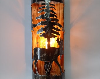 Rustic wall light - Moose - Cabin sconce - Log House Lighting - Lodge Lights