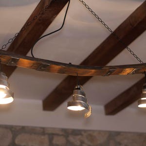 Rustic ceiling light - Pendant light - Barrel lighting - Wine cellar room lights image 2