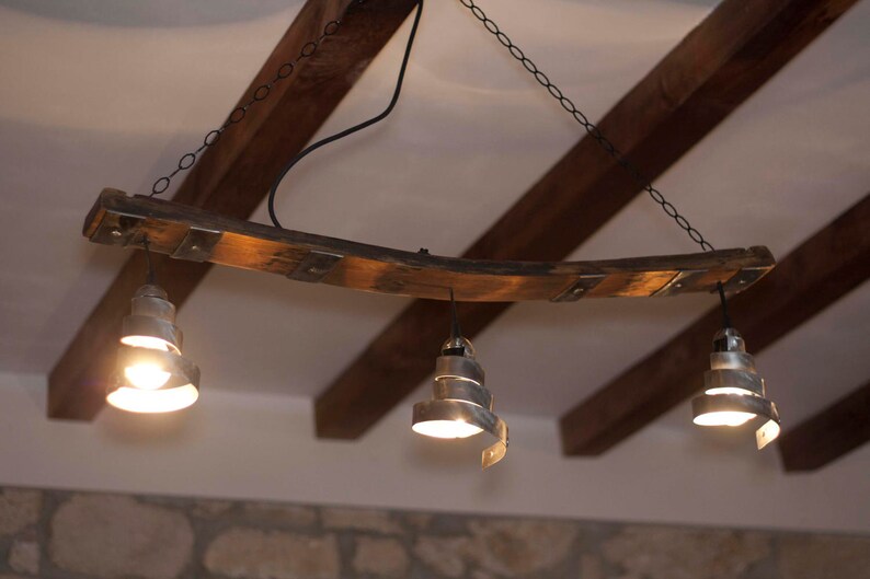 Rustic ceiling light - Pendant light - Barrel lighting - Wine cellar room lights image 2