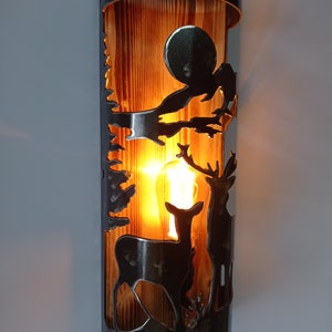 Rustic wall light Buck and Doe Cabin sconce Log House Lighting Lodge Lights image 7