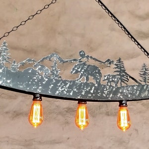 Cabin Ceiling Lights, Rustic Light Fixture, Log House Chandelier, Bear